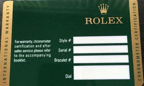 rolex new style warranty card